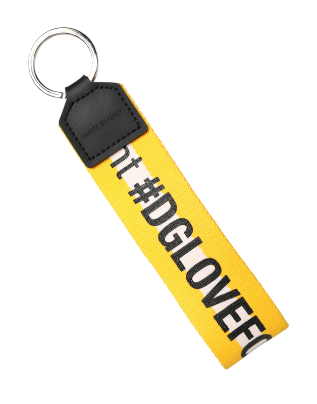 Yellow logo polyester silver brass holder keychain keyring-null