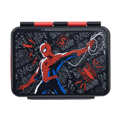 Stor marvel spiderman black board stainless steel clamp rectangular sandwich box 1100ml, , medium
