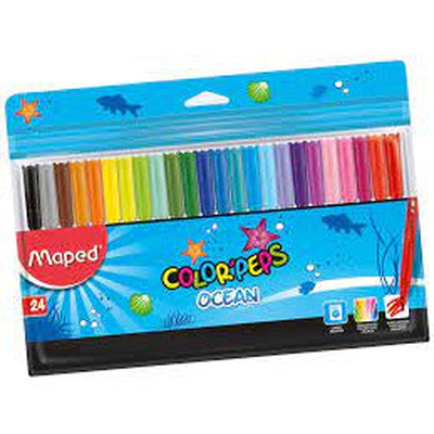 Maped color peps assorted medium tip felt tip pens, pack of 24, , medium