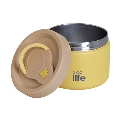 Ecolife round food thermos 650ml yellow,  Ecolife round food thermos 650ml yellow, , medium