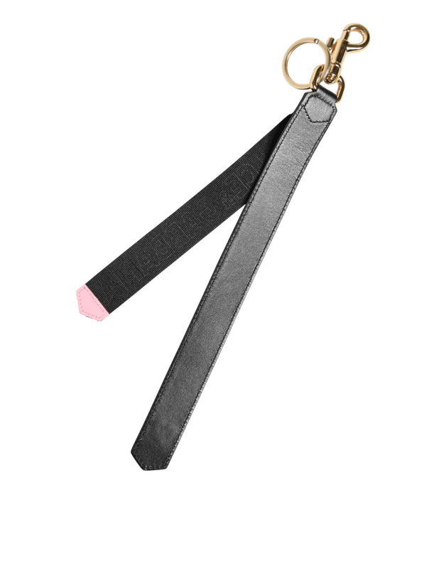 Black yellow logo letaher brass holder keychain keyring-null