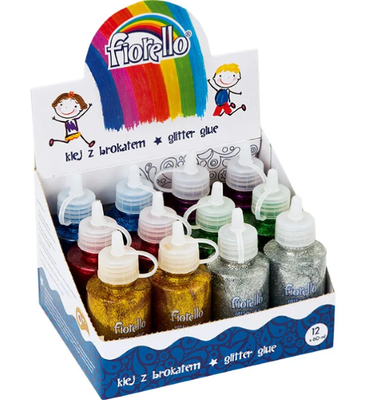 Glitter glue fiorello 60ml each, Silver, medium