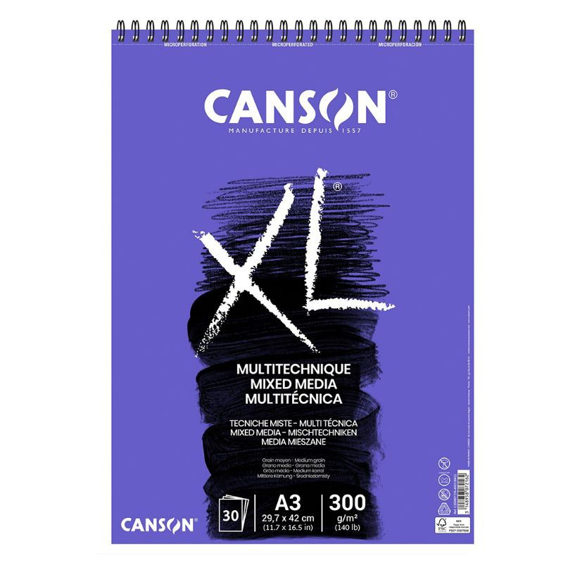 Product image: Pad ζωγραφικής 300gsm mix media a3 30φύλλα spiral canson, , medium-null