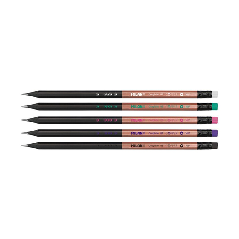 Μολύβι γραφίτη hb με γόμα copper series - milan, , medium-null