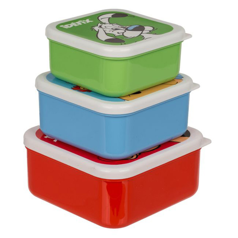 Lunch box set of 3, asterix, obelix & idefix,, , medium-null
