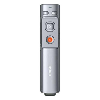 Baseus orangedot rechargeable wireless laser presenter grey with USB + Type-C receiver, Silver, medium