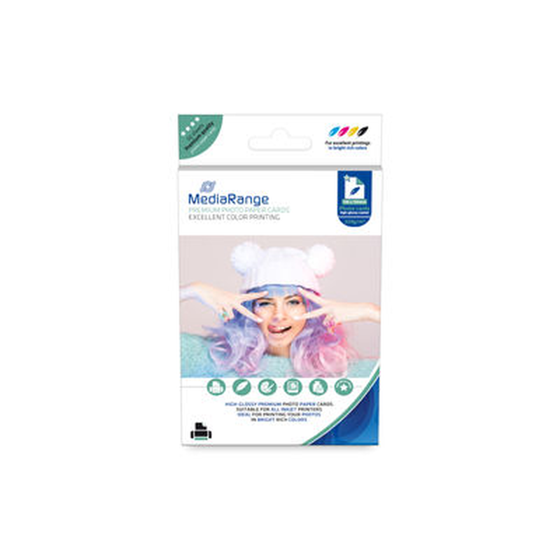 Mediarange 100 x 150mm photo paper cards for inkjet printers, high-glossy, 220g, , medium-null