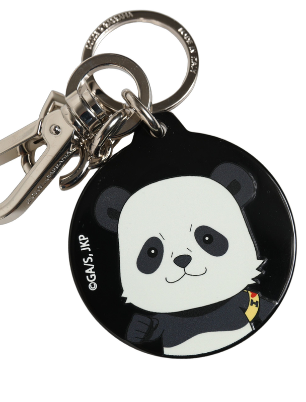 Black kaisen panda chibi charm metal keychain keyring-null