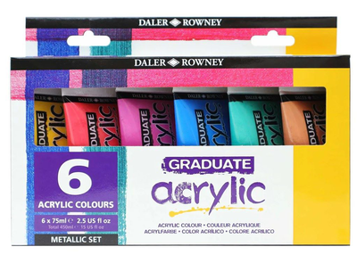 Graduate acrylic 6x75ml metallic set