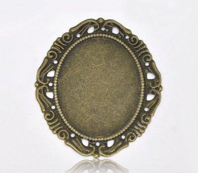Metallic oval frame 53x44x9mm 1piece, , medium