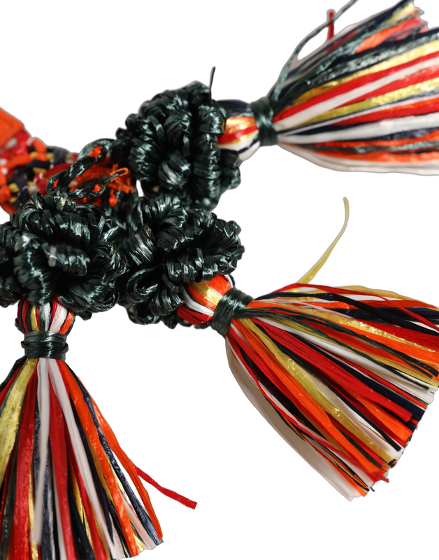 Raffia leather clasp finder chain keyring multicolor-null