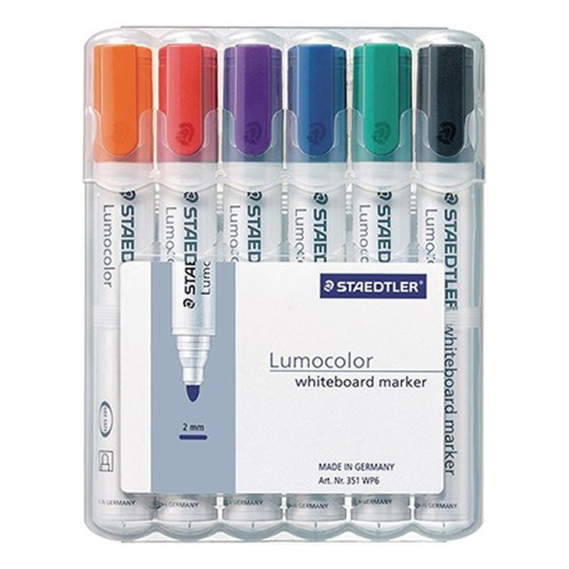 Staedtler lumocolor whiteboard markers 6 pcs set 351 wp6, , medium-null