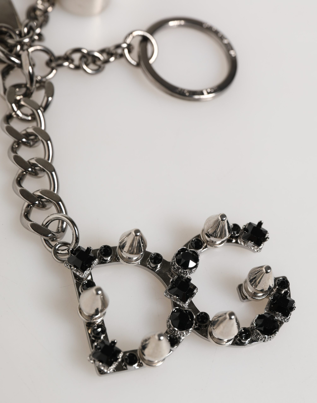 Silver brass metal dg logo crystal ring keyring keychain-null