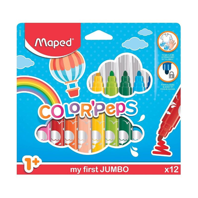 Markers color'peps my first safety tip ultrawashable 12pcs maped, , medium