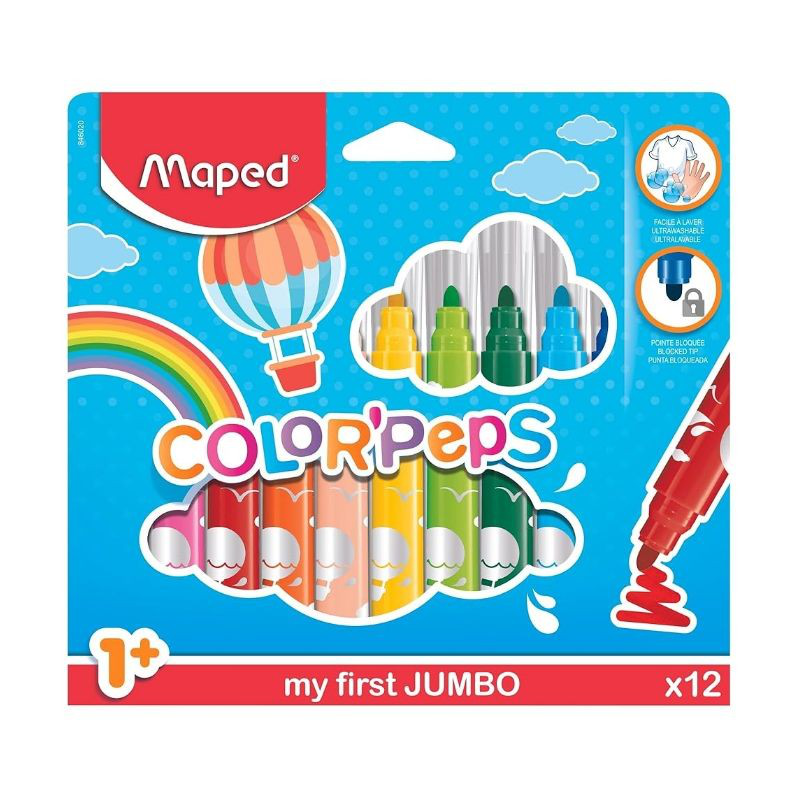 Markers color'peps my first safety tip ultrawashable 12pcs maped, , medium-null