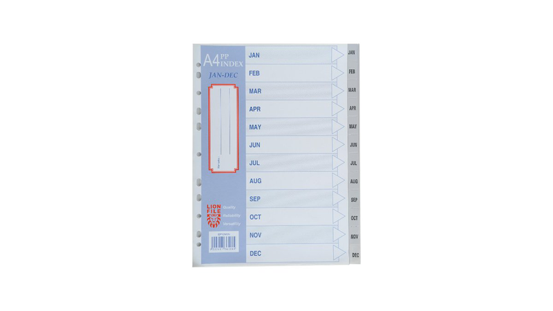 Lion a4 plastic divider jan-dec, , medium image number null