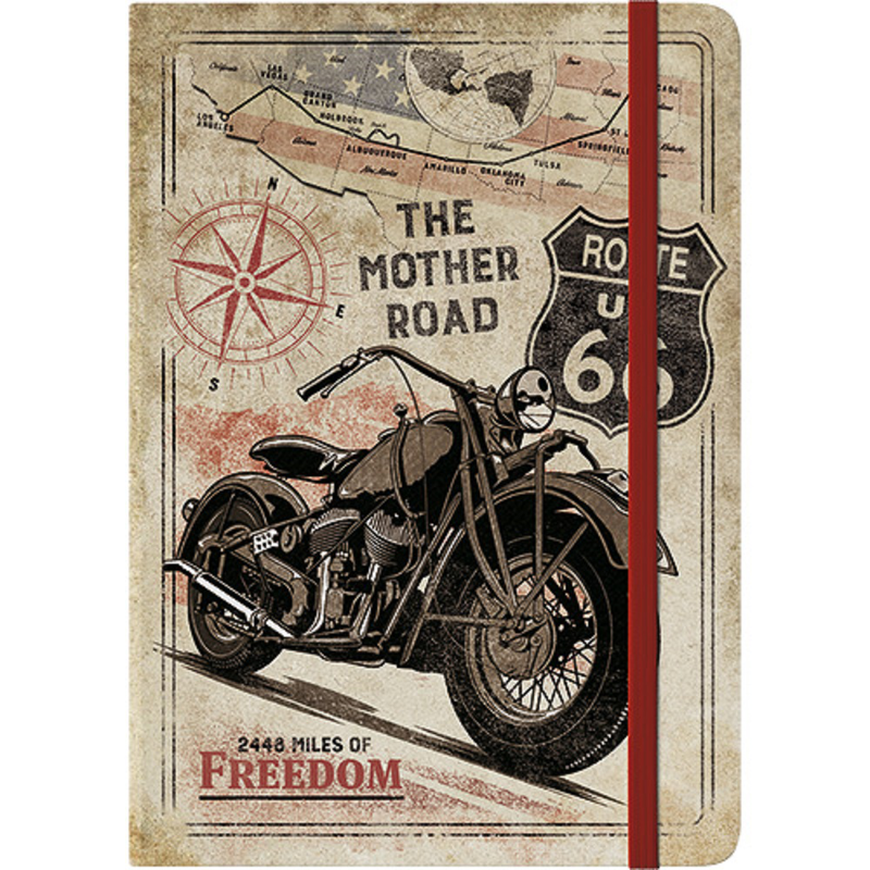 Product image: Nostalgic notebook us highways route 66 bike map, , medium-null