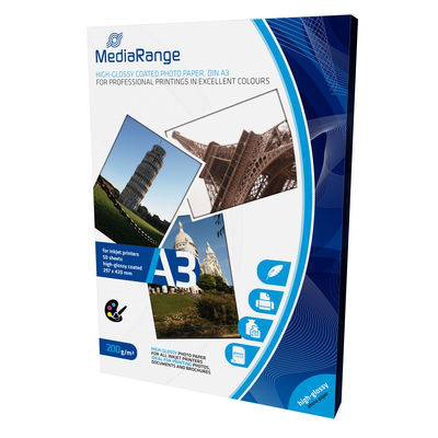 Mediarange paper glossy 200gr a3 50sh, , medium