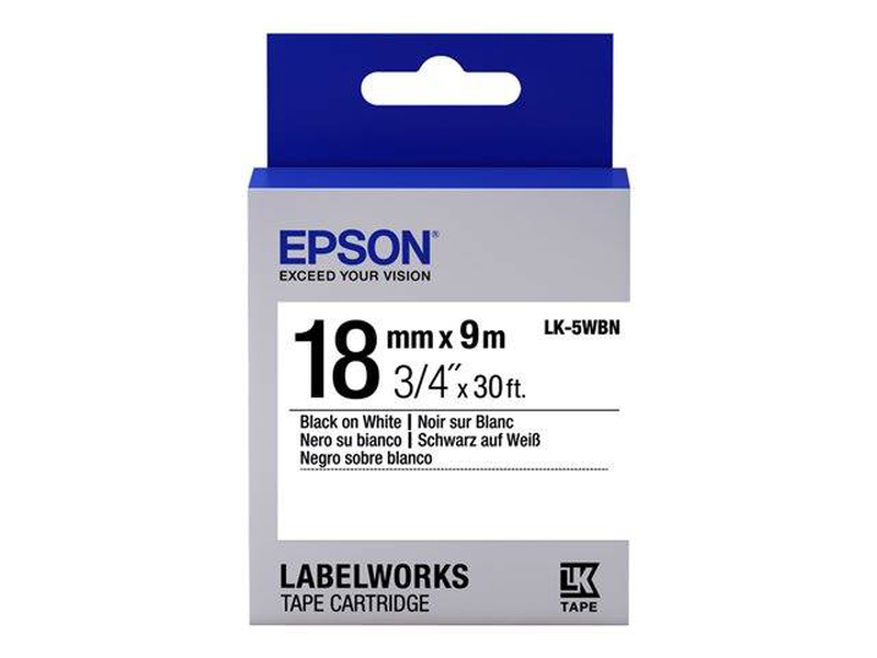 Epson labelworks lk-5wbn label tape 18 mm x 9 m black on white-null