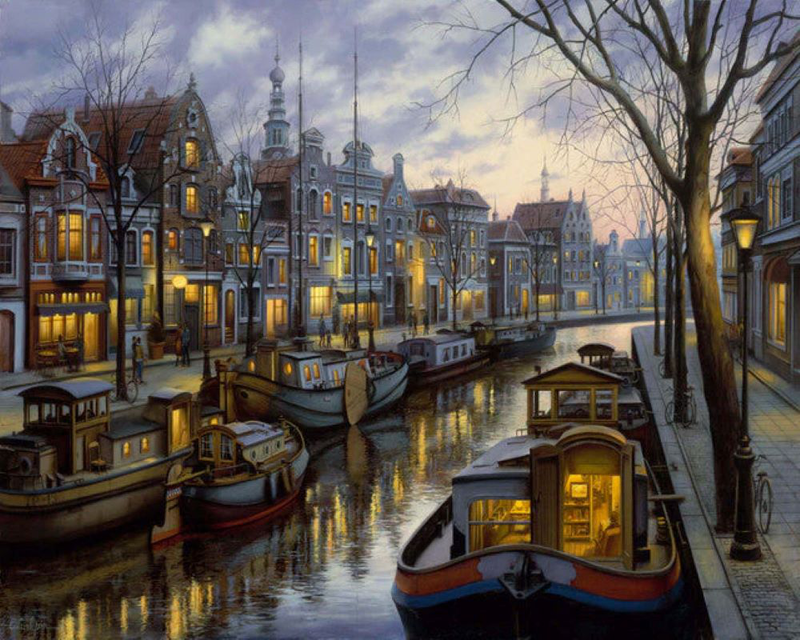 Product image: Painting by numbers life on the canal, , medium-null