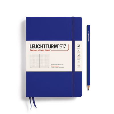 L.notebook medium (a5), hardcover, 251 numbered pages, ink, dotted