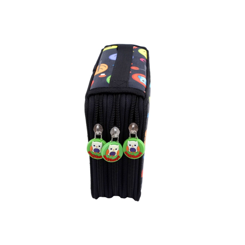 Product image: Κασετίνα κουκουβάγια με 3 θήκες μαύρο, , medium-null