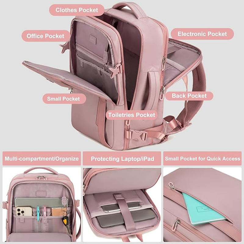 Product image: Urban edge morocco backpack expandable 25l-33l pink Airline approved-null