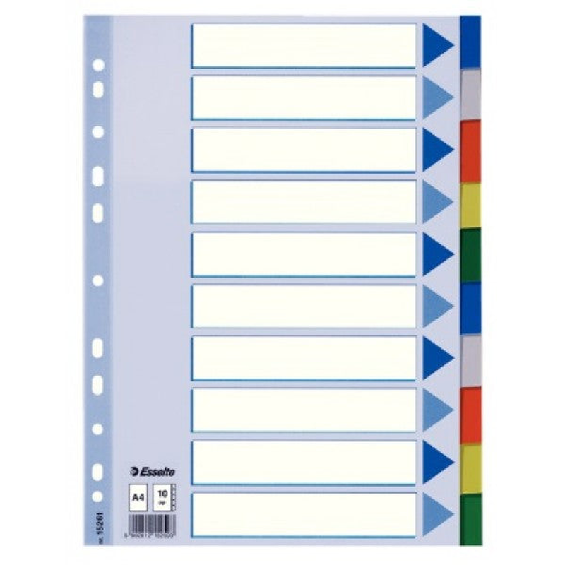 Product image: Divider plastic indices a4 10 colors esselte, , medium-null