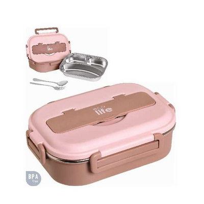 Ecolife lunch box il with divider pink, , medium
