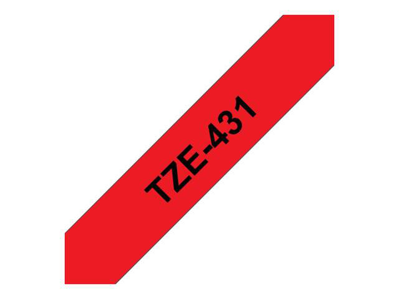 Brother tze431 / black on red / roll (1.2 cm x 8 m) 1 roll(s) laminated tape / for p-touch pt-1005, pt-1010, 1290, d210, d400, d450, d800, e550, h101, h110, p300, p900, p950, , medium-null
