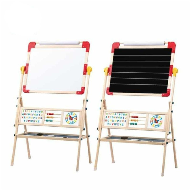 Wooden double face boards with alphabet and counting easel, , medium-null