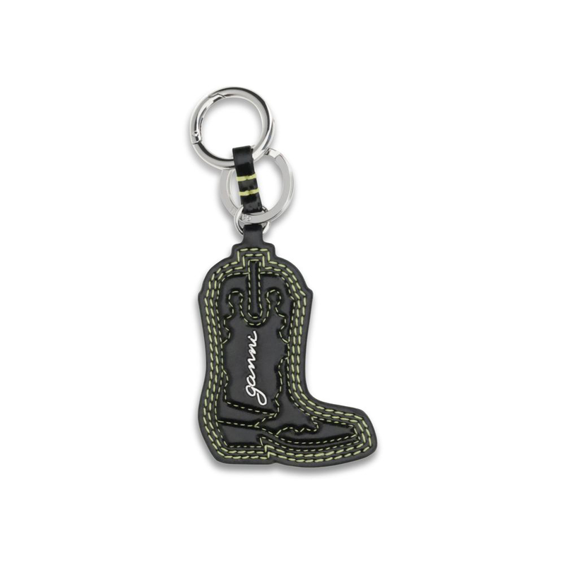 Black recycled leather keychain-null