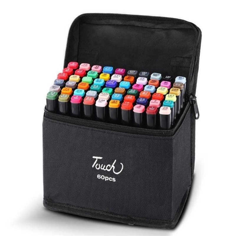 Product image: Σετ επαγγελματικοί μαρκαδόροι ζωγραφικής 60 τεμαχίων με δυο μύτες board και fine, , medium-null