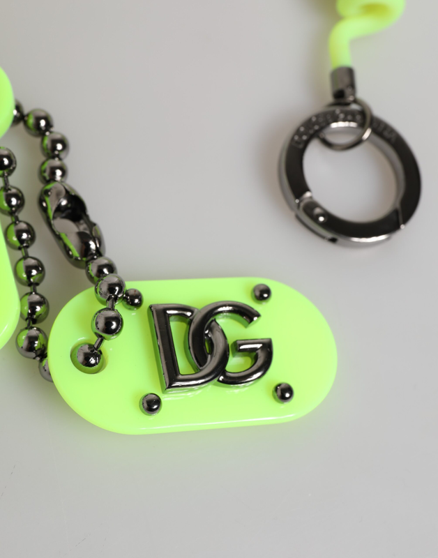Green springy key holder dg logo men's keychain keyring-null