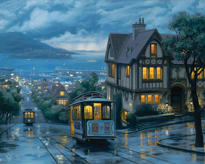 Painting by numbers tramway at dusk 40*50cm without frame