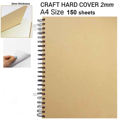 A4 spiral notebook 150sh, Kraft, medium
