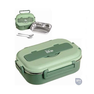 Ecolife lunch box 1l with divider green, , medium