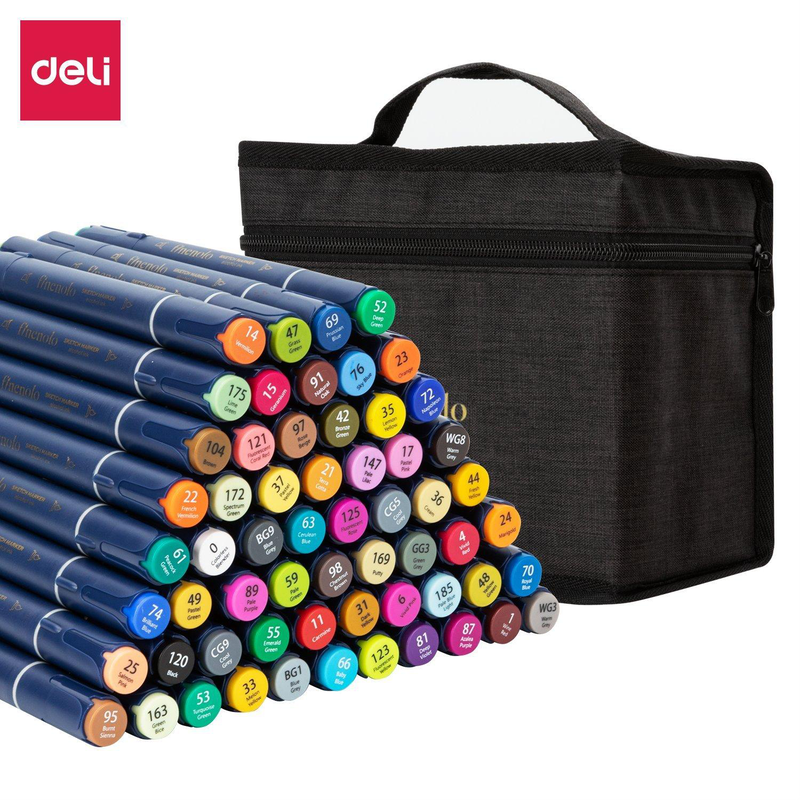 Deli finenolo twin sketch markers 60 colours bag set, , medium image number null