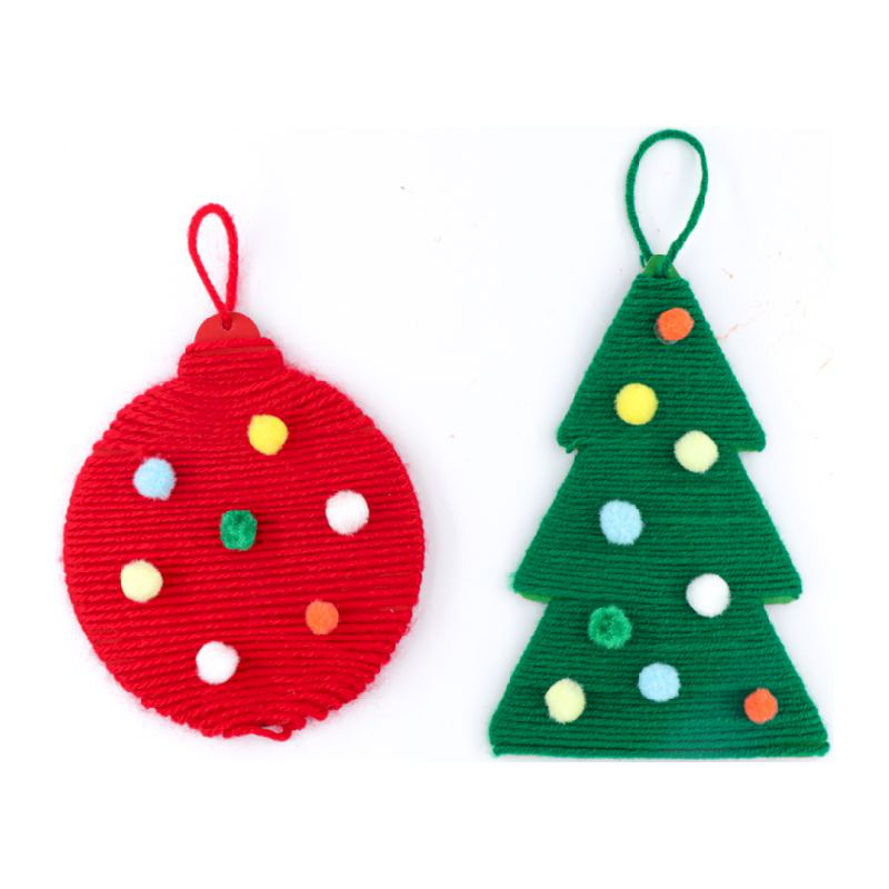 Product image: Yarn wrap craft kit "christmas tree toy" 14x5cm 2pcs., , medium-null