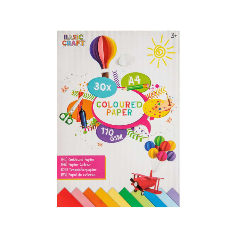 30 sheet a4 coloured paper, , medium-null