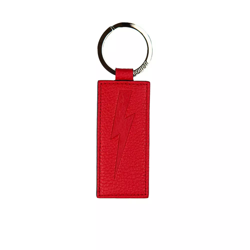 Red leather men keychain-null
