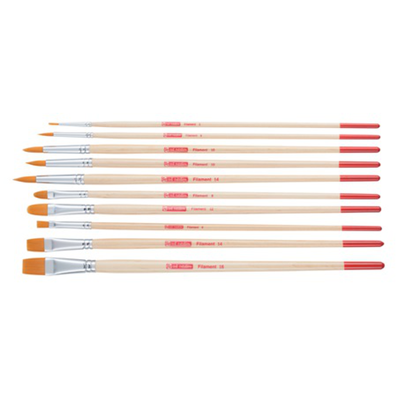 Art creation oil colour brushes set 4 round 2 x cat tongue 4 x flat, , medium-null