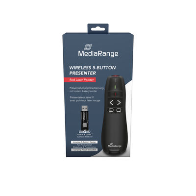Mediarange 5-button wireless presenter with red laser pointer, , medium