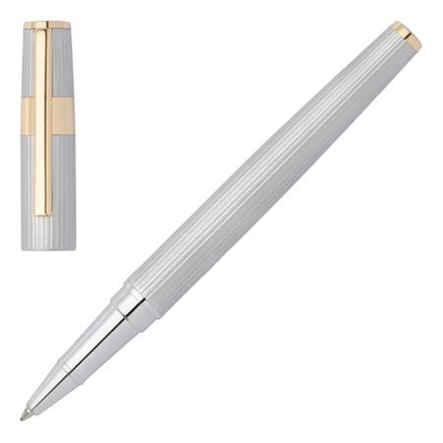 Hugo Boss rollerball pen gear pinstripe silver/gold, , medium