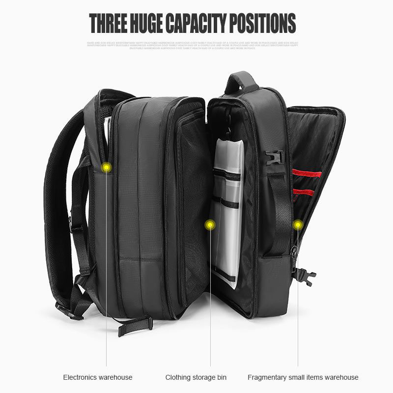 Arctic hunter kingston backpack expandable 19l-32l black with USB, audio  15.6" Airline approved-null