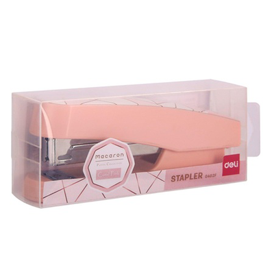 Deli macaron stapler half strip 25 sheets 24/6 - 26/6, Pink, medium