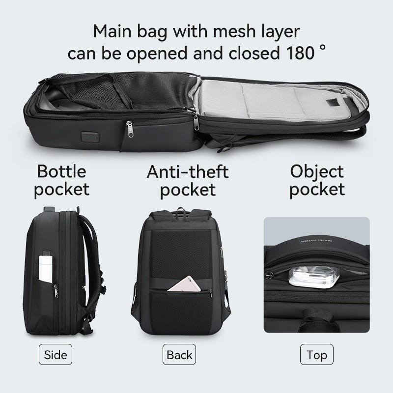 Mark ryden cache deluxe backpack black 15.6" with USB, tsa lock, expandable, Airline approved-null