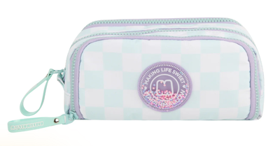Marshmallow25 check it triple pencil cases, Blue, medium