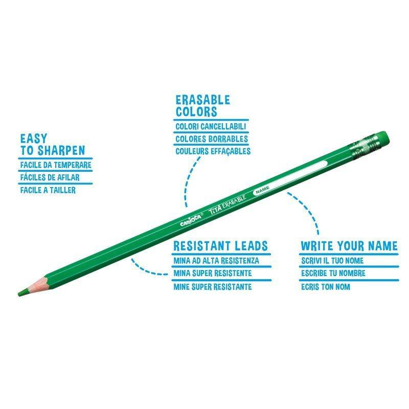 Carioca tita 12 erasable colored pencils, , medium-null