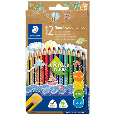 Staedtler 12 noris triangular coloured pencils jumbo, , medium
